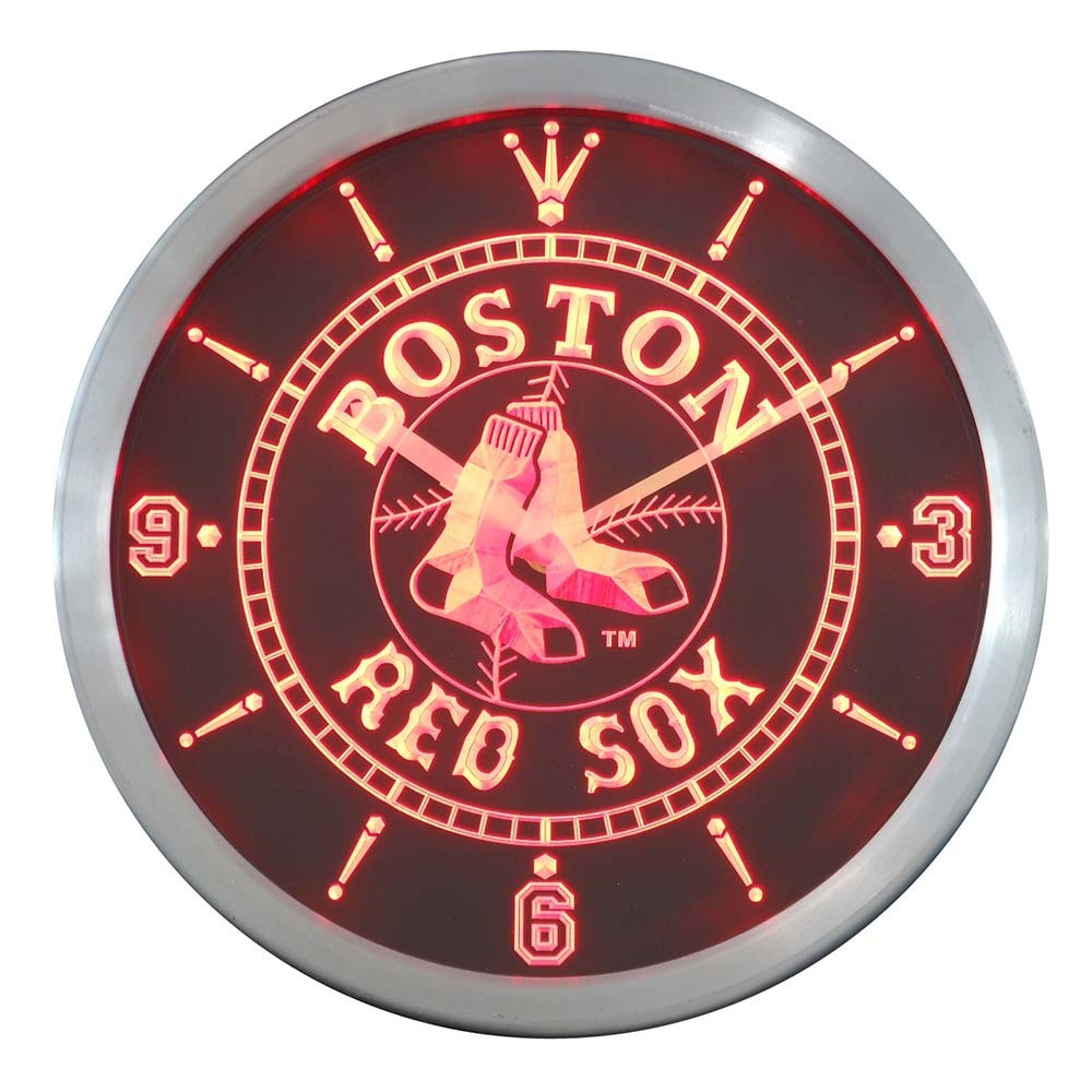 Boston Red Sox LED Neon Sign Wall Wall Clock Vintage Design Illuminated Wall Clocks