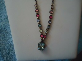 AVON Multi-color, multi-shape bead 16" silvertone necklace, NEW no tags - $7.52