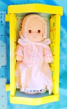 Vintage Baby Uneeda Doll in Yellow Crib 8&quot; - $57.87