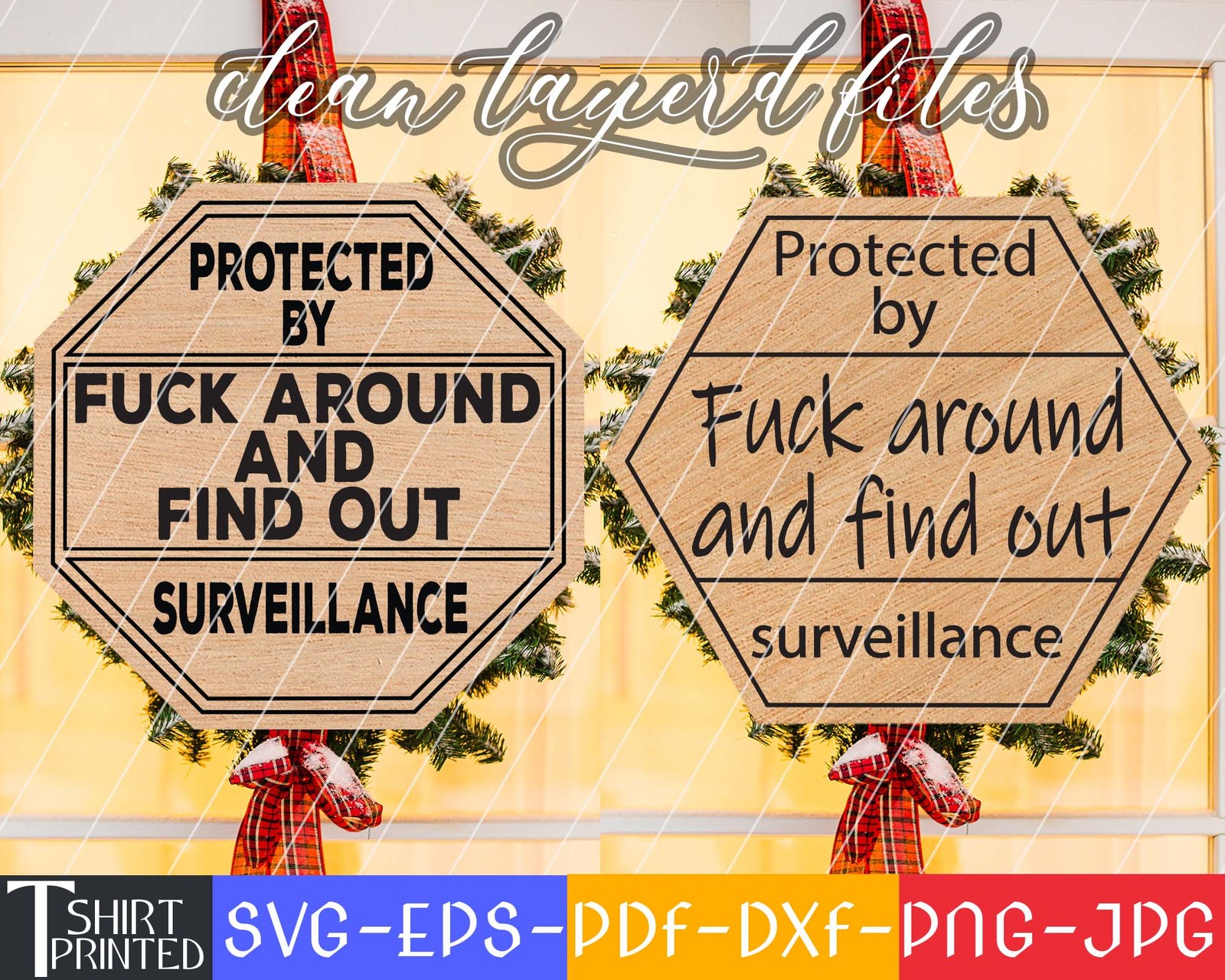 Protected by Fuck home security sign file, Funny Yard Sign Svg, Funny Sign Svg.