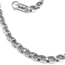 SOLID 18K WHITE GOLD CHAIN, 24 INCHES, 3 MM DROP TUBE LINK, POLISHED NECKLACE image 2