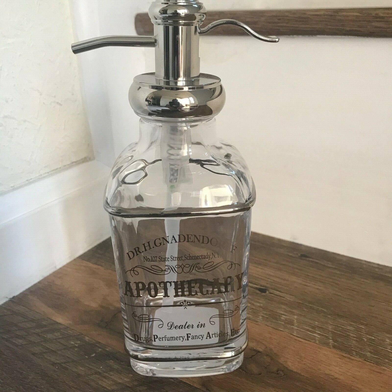 Dr H Gnadendorff Soap Lotion Pump Dispenser Apothecary Silver New