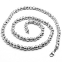 18K WHITE GOLD CHAIN FINELY WORKED SPHERES 5 MM DIAMOND CUT, FACETED 18", 45 CM image 1