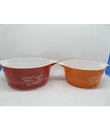 Vintage Pyrex  Autumn Harvest Wheat Handled Mixing Bowls #474-B and 475-B - $28.42