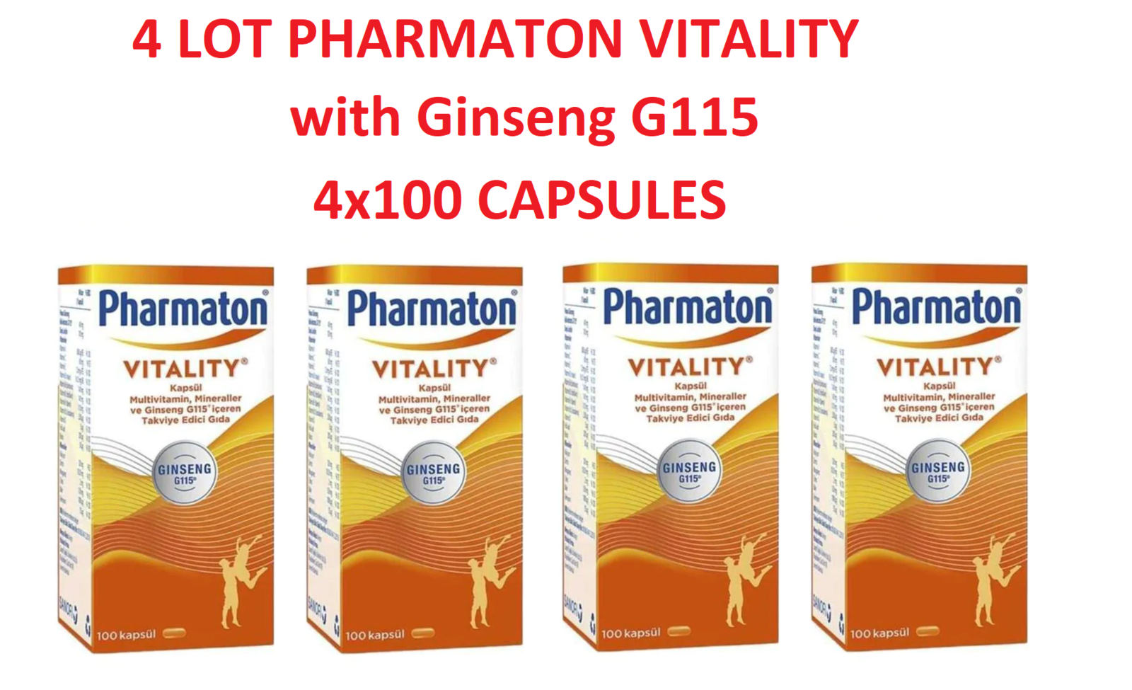 4 Lot Pharmaton with Ginseng G115  4x100 Capsules (400 Capsules) NEW