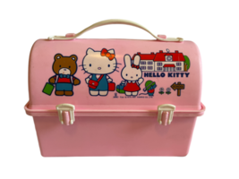 Vintage 1981 Sanrio Hello Kitty Pink Plastic Lunch Box Case Rare image 1