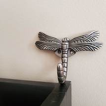 Pewter Dragonfly Wall Hook, Metal Coat Hooks, Brushed Satin Finish, Butterfly