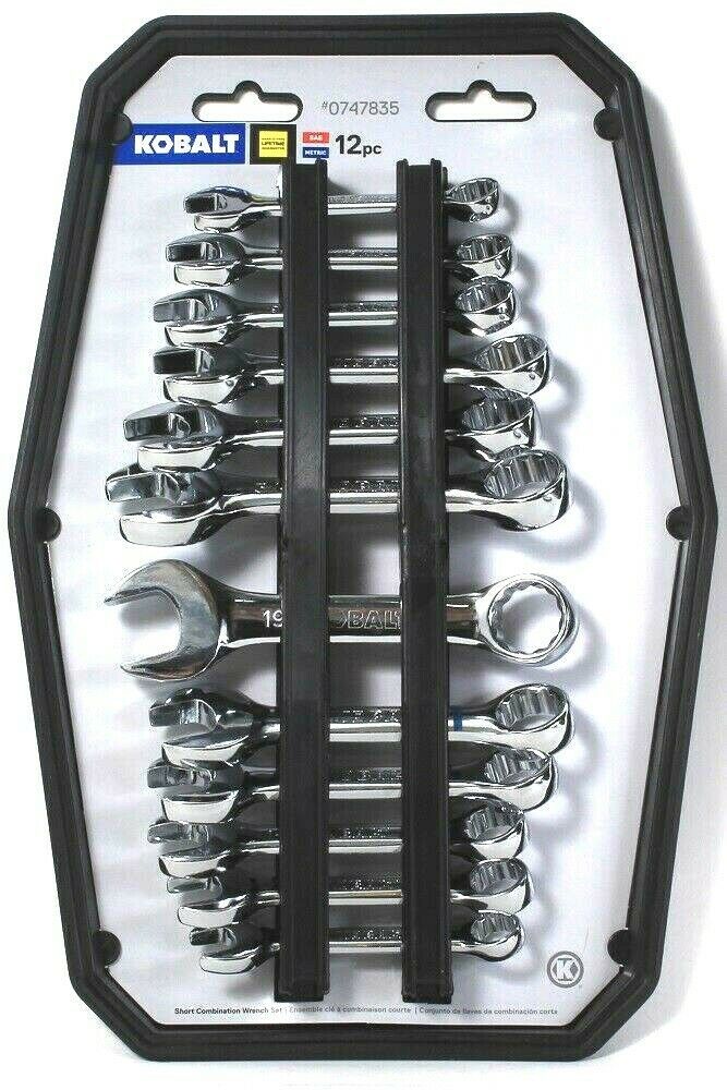 Kobalt 0747835 SAE Metric Heavy Duty 12 Piece Short Combination Wrench