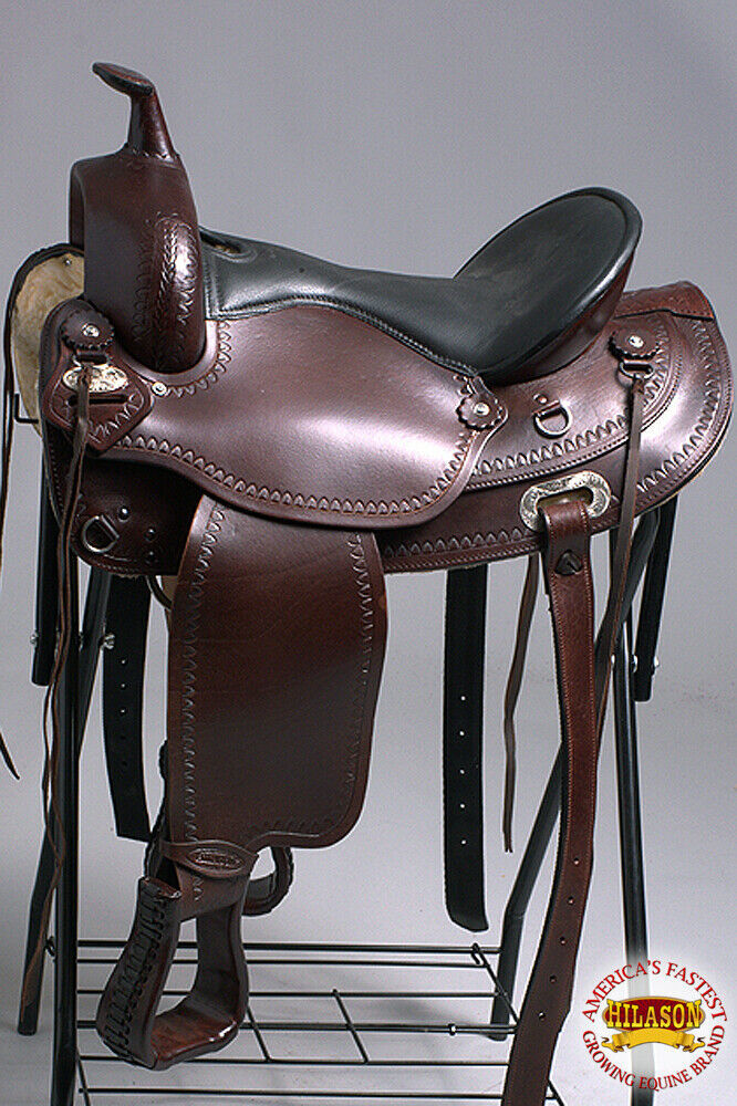 18 In Hilason Western American Leather Draft Horse Saddle Trail
