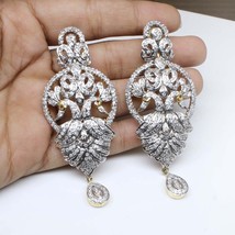 Two Tone Fashion CZ Earrings Gold Plated - $35.77