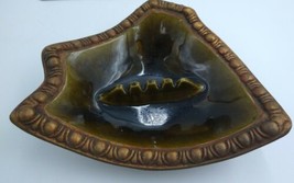 Vintage California Pottery Ashtray MCM 9.5&quot;x8&quot; Brown Green 2570  - $39.99