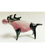 Russian Hand-Blown Art Glass Figurine Moose Elk Amethyst Purple Black - £19.72 GBP