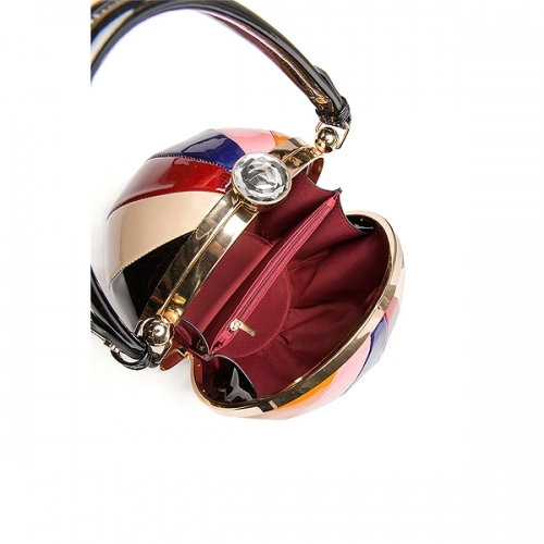 Round Beach Ball Handbag Women's Fashion Satchel Purse Shiny Sphere