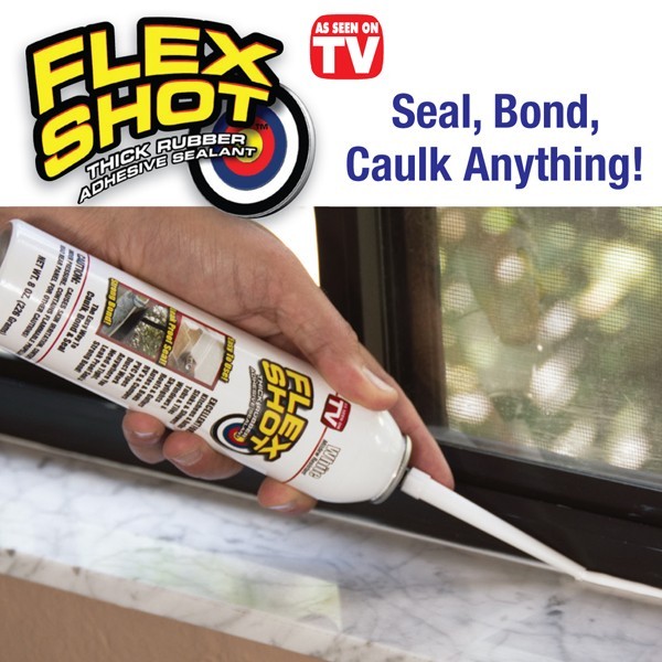 Flex Shot Clear/ White 8oz. Thick Rubber Adhesive Sealant Caulk Bond