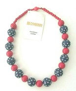 Gymboree Bubble Gum Beaded Necklace Blue White Polka Dot Red Beads Snap ... - $11.14