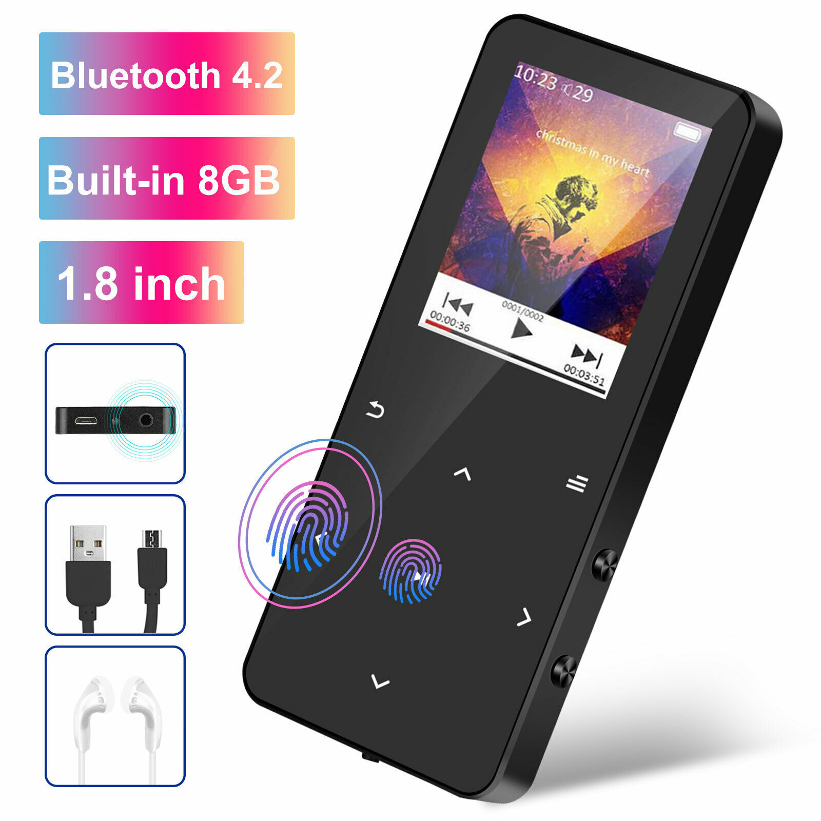 16GB Bluetooth Touch Screen OLED MP3 Player FM Sport Lossless Sound ...