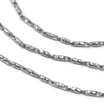 SOLID 18K WHITE GOLD FINELY WORKED TUBE CHAIN 18 INCHES, 1 MM, MADE IN ITALY image 2