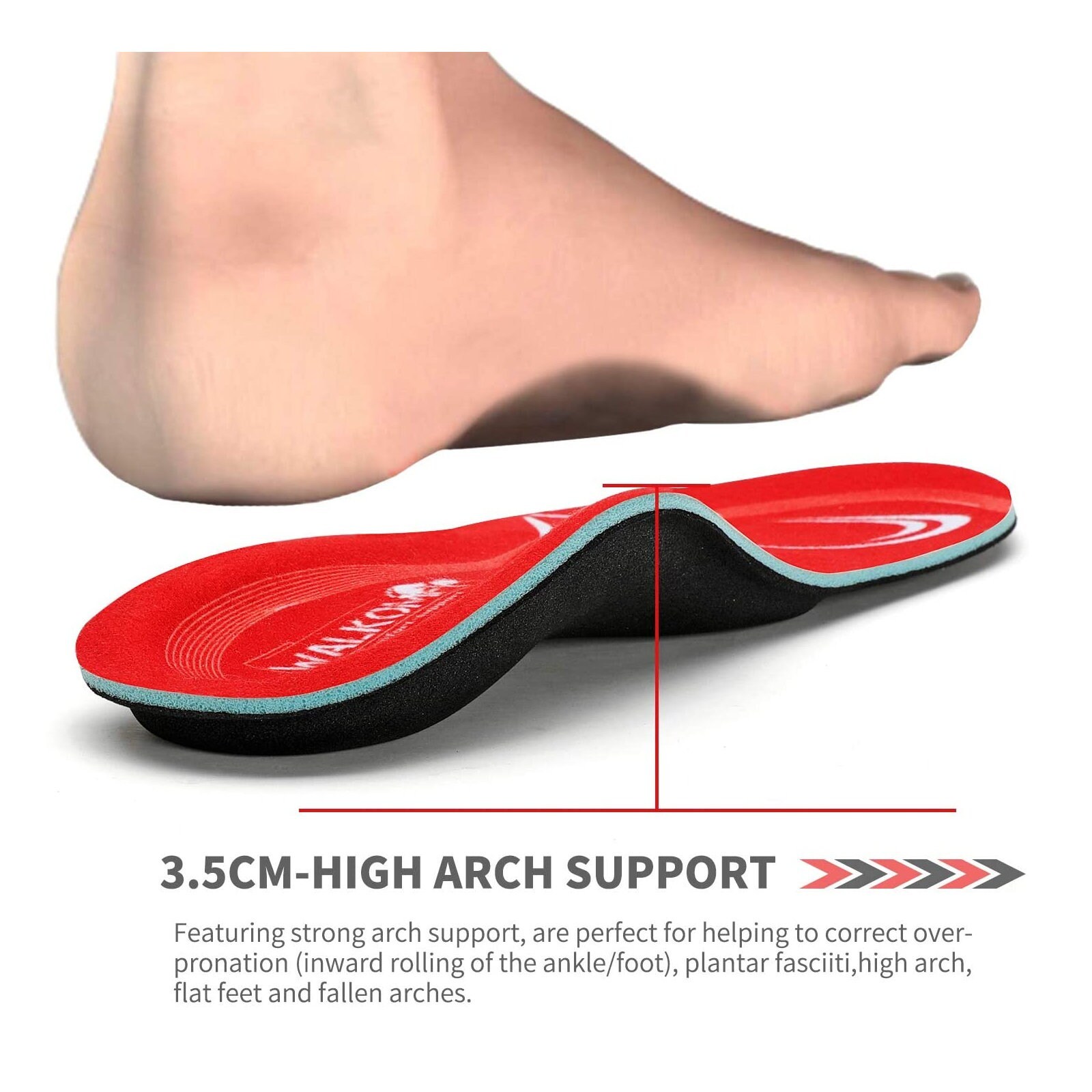 Walkomfy Pain Relief Orthotics | Plantar Fasciitis Arch Support Insoles ...