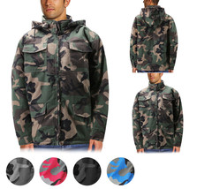 Men's Heavyweight Army Hunting Camo Removable Hood Quilted Insulated Jacket