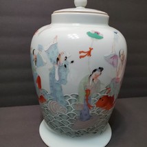 Antique Chinese Ginger Jar, Porcelain Famille Rose Vase depicting 8 Immortals image 5
