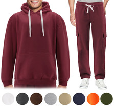 Men's 2 Piece Fleece Sports Gym Running Athletic Jogging Track Sweat Suit Set
