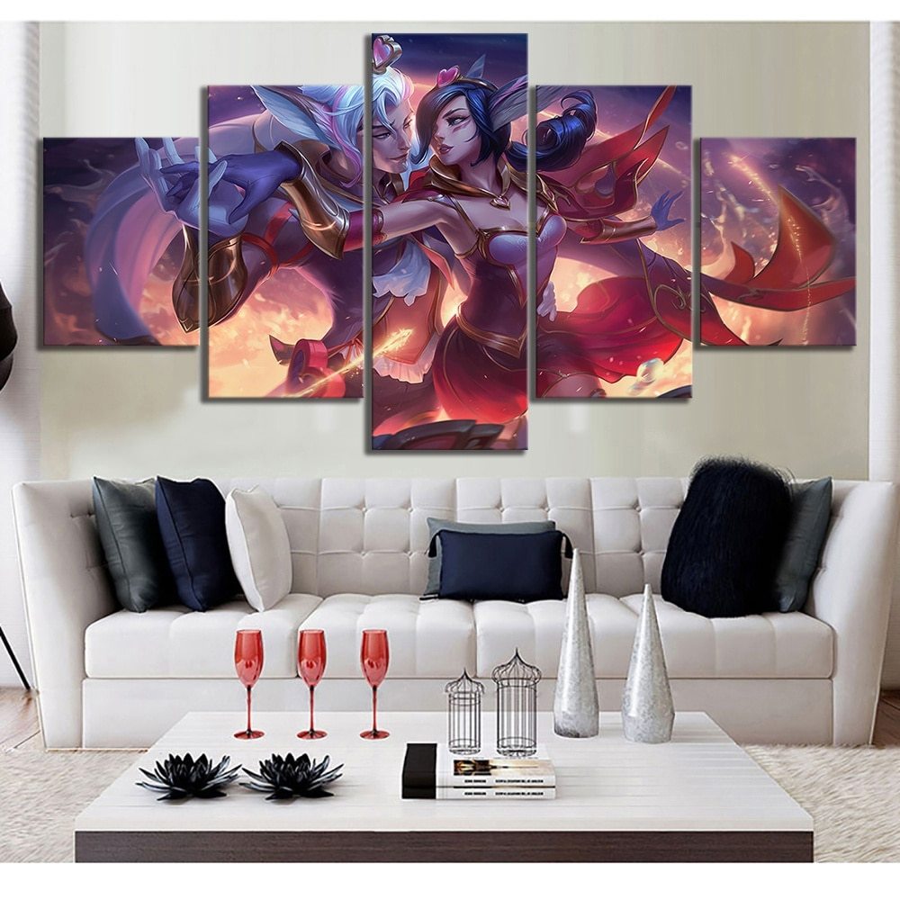 Printing Art Canvas 5 Piece HD League of Legends Video Game Poster Wall ...