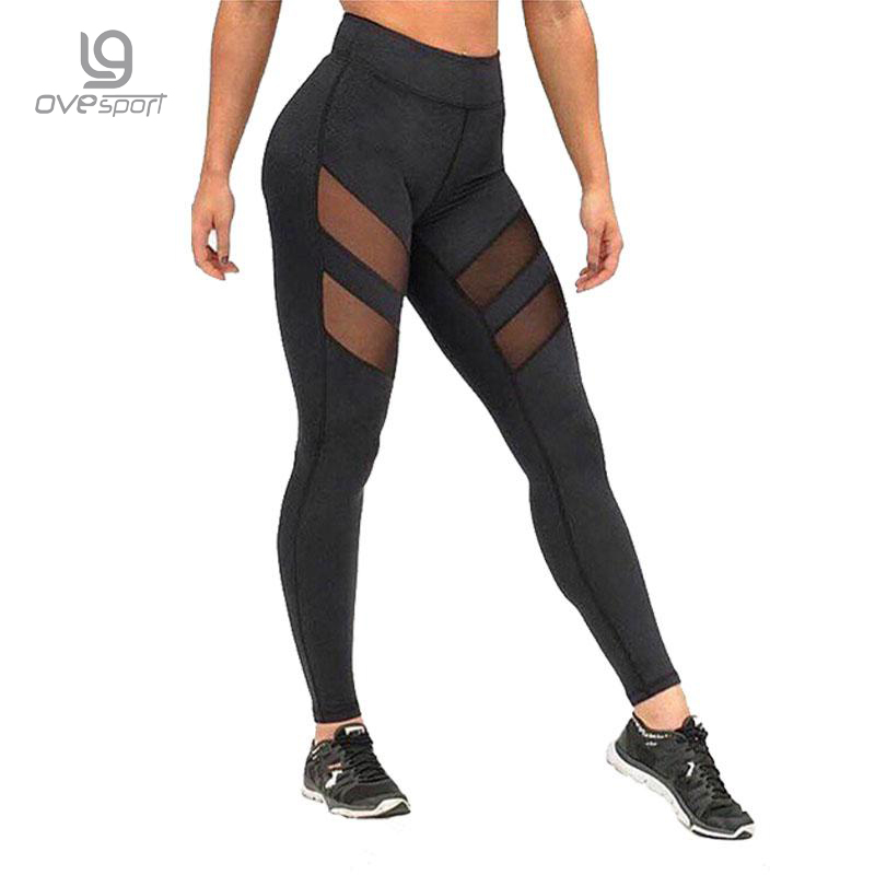 Image of Ladies Mesh High Waist Workout Leggings Fitness Women Pants Breathable Push Up