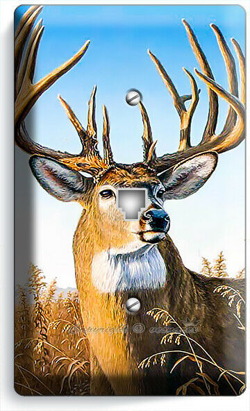 WHITETAIL DEER BUCK ANTLERS PHONE TELEPHONE CAVER WALL PLATE CABIN ROOM HD DECOR