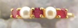 14K Yellow Gold Tiffany & Co. Ruby & Pearl Ring Size 4.75 1.4g Women 585 image 2