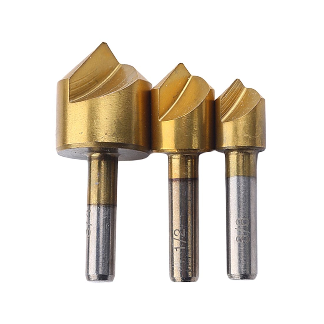 3pcs Single Blade Chamfer Countersink 1/4" Shank HSS Wood Chamfering