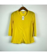 Style &amp; Co Womens M Daisy Daze Yellow 3/4 Sleeve Seamed Front Top NWT CQ86 - $18.61