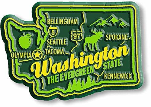 Washington Premium State Magnet by Classic Magnets, 2.6 x 1.8, Collectible Sou