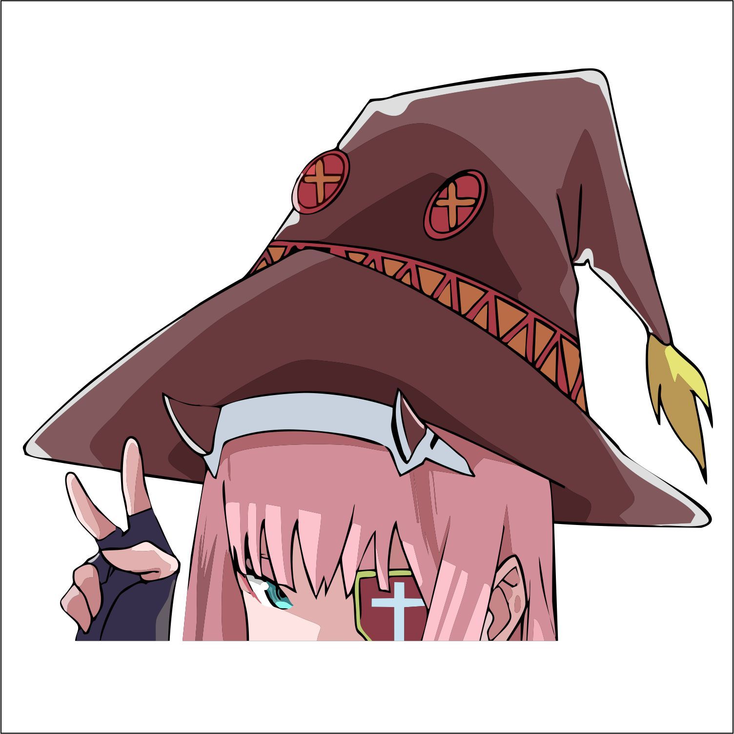 zero two 2 peeking window vinyl decal anime stickers darling in the