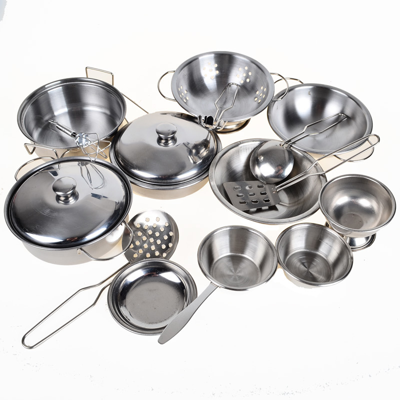 Hot Sale  Stainless  Steel  Pots and Pans Pretend Play 