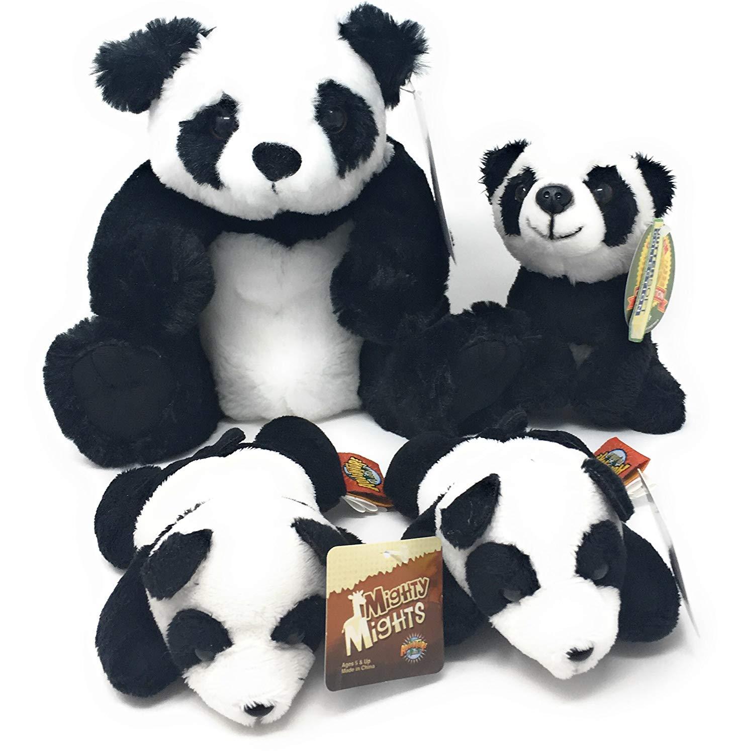 Plush Panda Cuddly Family Bundle Medium Panda, Small Panda and Two