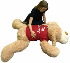 I'm Sorry Giant Stuffed Puppy Dog 5 Foot Soft Tan Wears T shirt I'M SORRY - $187.11