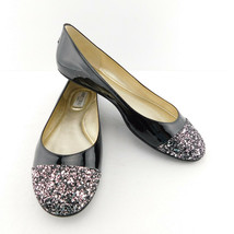 New JIMMY CHOO Size 9.5 WHIRL Black Glitter Cap Toe Ballet Flats Shoes 4... - $229.00