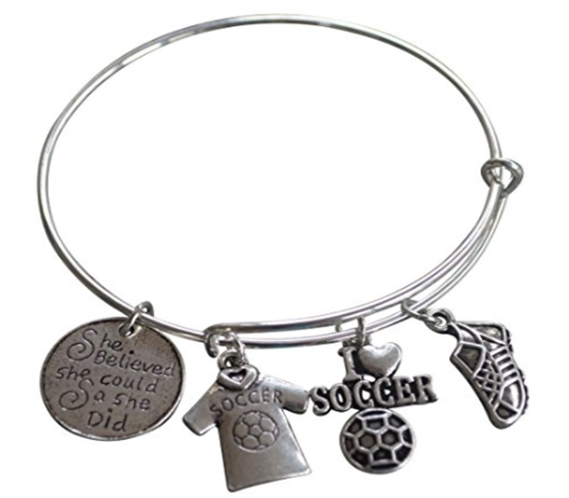 Soccer Jewelry - Girls Soccer Bangle Bracelet - Perfect Gift for Soccer Players