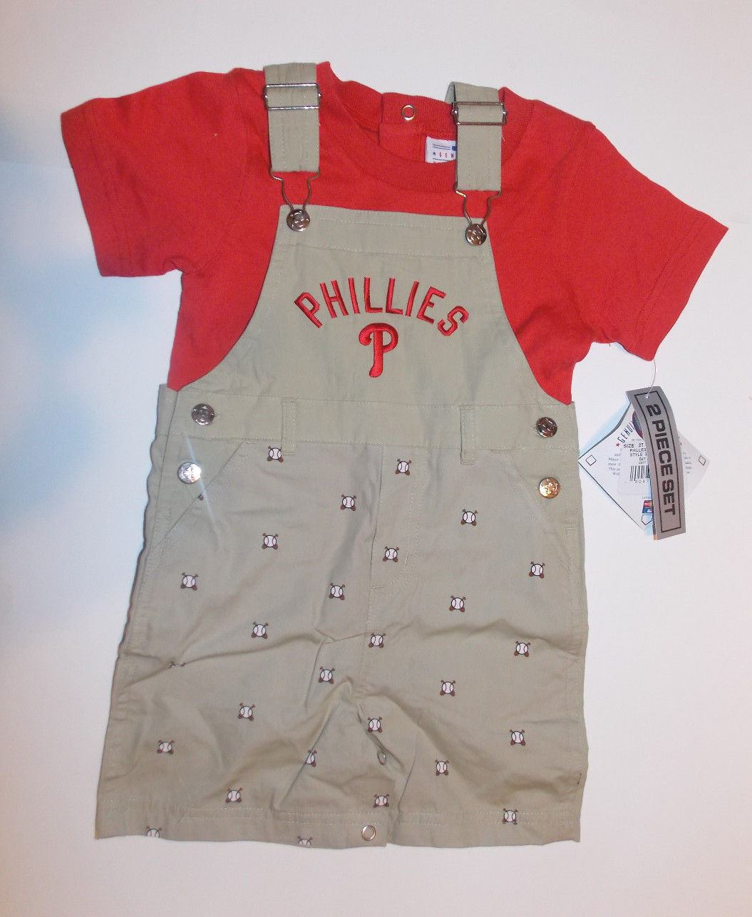Philadelphia Phillies Toddler Boys Shortalls Overalls Sizes 2T , 3T or