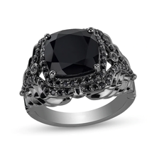 Enchanted Disney Villains Maleficent Ring 4ctCushion Enhanced Black Diam... - $82.57
