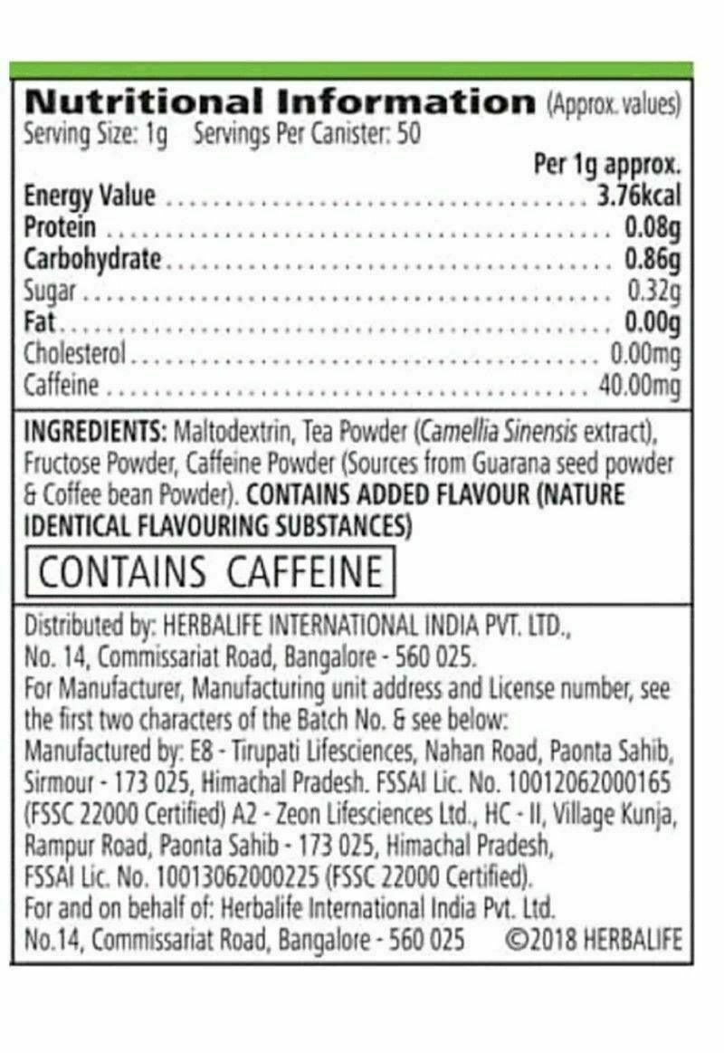 HERBALIFE Afresh Energy Drink/ Herbal Tea 50 Gm (Free Shipping) Meal