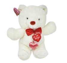 14" Vintage Cuddle Wit White Teddy Bear Pink Red Heart Stuffed Animal Plush Toy - $49.65