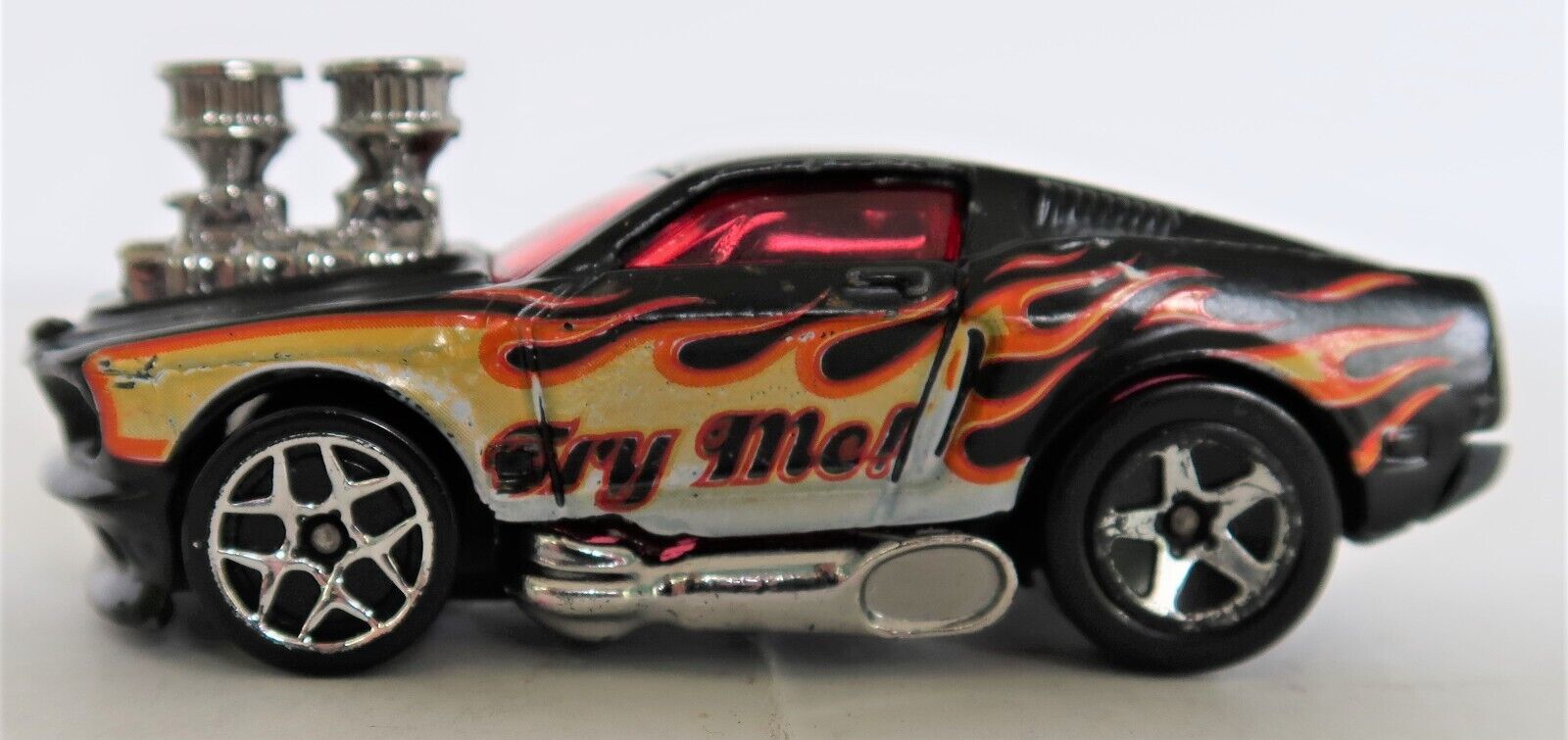 Primary image for Hot Wheels Mattel 2002 Black 1968 Ford Mustang Try me Sports Car Flames