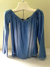 NEW Cloth &amp; Stone Soft Tencel Knit Off Shoulder Raw Hem Boatneck Blue To... - $47.52