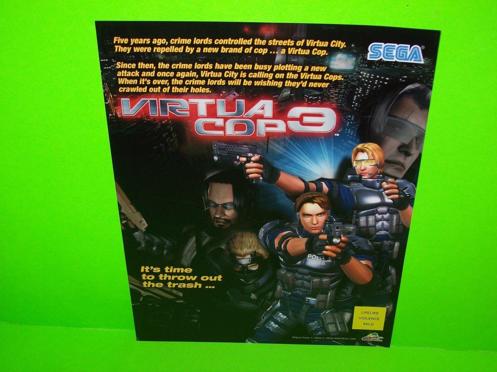 Sega VIRTUA COP 3 Original 2003 Video Arcade Game Flyer Shootout Action