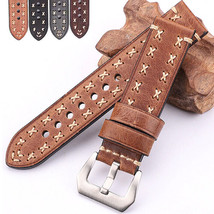 24mm Handmade Genuine Leather Italian Vintage Brown/Gray Watch Strap/Wat... - $18.90