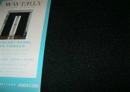 Waverly CIRRUS Drape Curtain Onyx Black Rod Pocket Panel  w/ tie back 84L NIP - $26.22