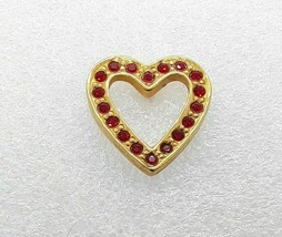 Heart Lapel Hat Pin - Gold tone with Red Crystal Accents - $5.93