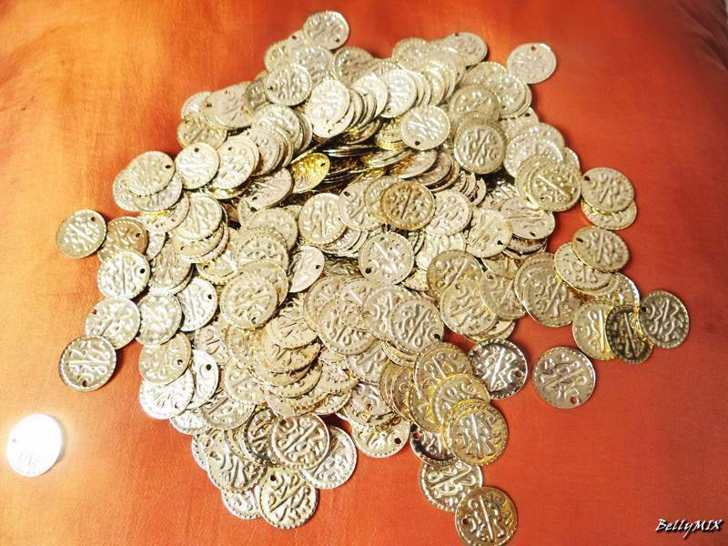 100 Gold Coins...Real Brass Belly Dance Hip Scarf Accessories Belt Costume Beads