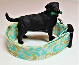 Aqua & Gold Medium dog collar, 13-19 inch, 1" wide  - $6.75